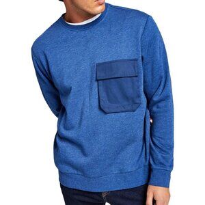 NWT And Now This Men's Utility Pocket Fleece Sweatshirt, Ocean Blue, Large